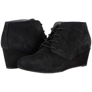 Vionic Becca Black Suede Wedge Booties- Size 7.5